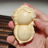 HKM-371539 Natural Bamboo Carving Peanut Ornament for Home Decor and Gifts
