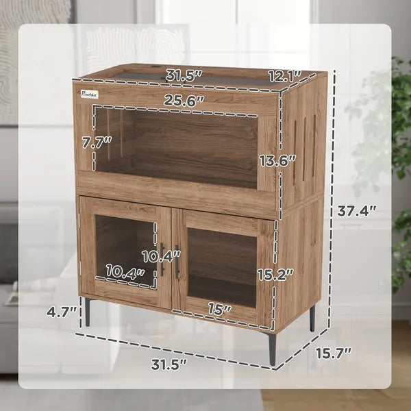HKM-371603 30 Gallon Stackable Reptile Tank with Storage Cabinet for Lizards, Snakes, and Small Animals