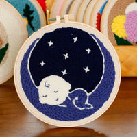 HKM-371603 Modern Minimalist Russian Poke Embroidery DIY Kit for Living Room Decoration - 20 cm Hoop and Canvas