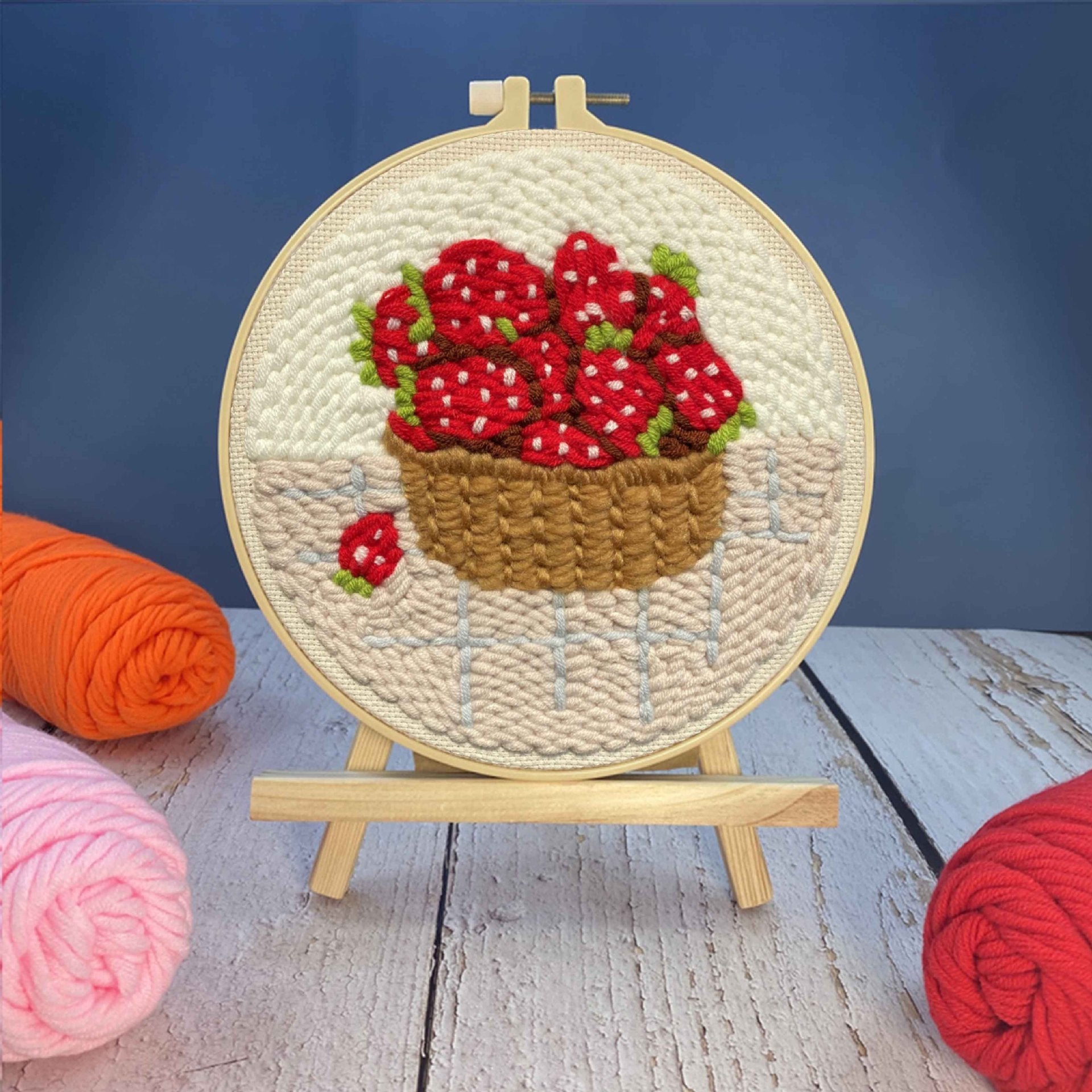 HKM-371603 Modern Minimalist Russian Poke Embroidery DIY Kit for Living Room Decoration - 20 cm Hoop and Canvas