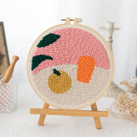 HKM-371603 Modern Minimalist Russian Poke Embroidery DIY Kit for Living Room Decoration - 20 cm Hoop and Canvas