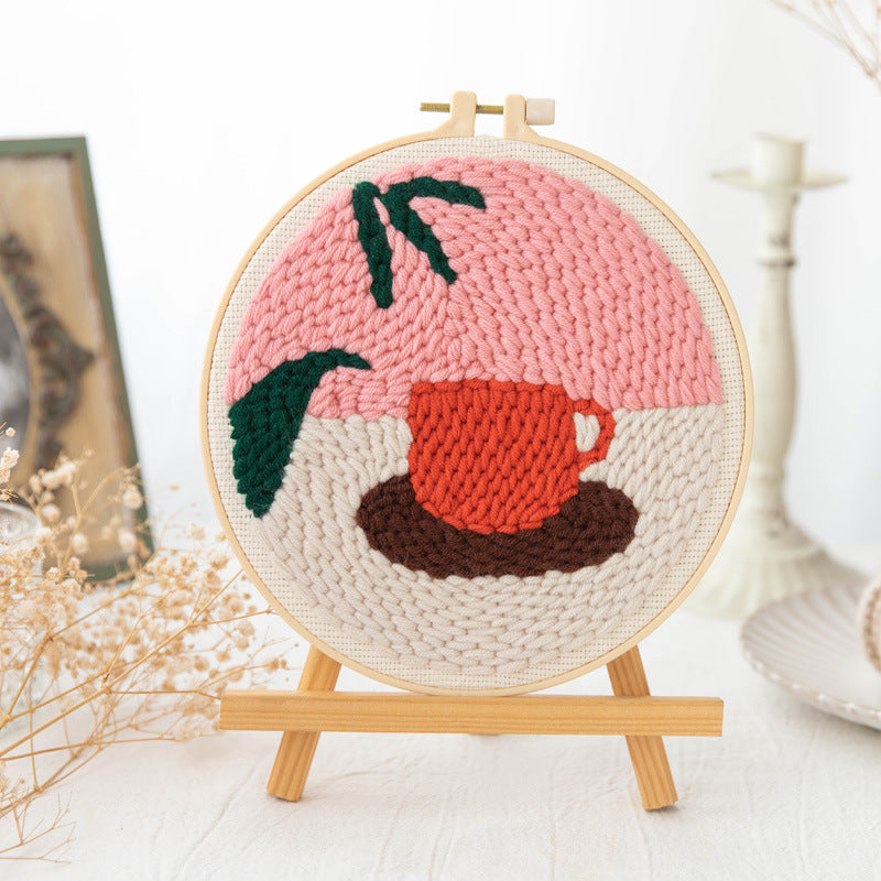 HKM-371603 Modern Minimalist Russian Poke Embroidery DIY Kit for Living Room Decoration - 20 cm Hoop and Canvas
