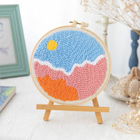 HKM-371603 Modern Minimalist Russian Poke Embroidery DIY Kit for Living Room Decoration - 20 cm Hoop and Canvas