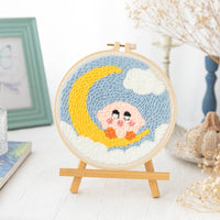 HKM-371603 Modern Minimalist Russian Poke Embroidery DIY Kit for Living Room Decoration - 20 cm Hoop and Canvas