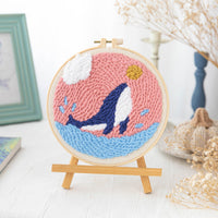HKM-371603 Modern Minimalist Russian Poke Embroidery DIY Kit for Living Room Decoration - 20 cm Hoop and Canvas