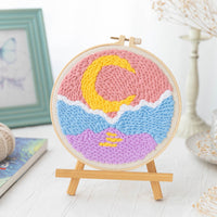HKM-371603 Modern Minimalist Russian Poke Embroidery DIY Kit for Living Room Decoration - 20 cm Hoop and Canvas