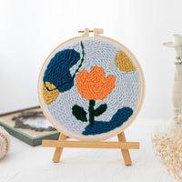 HKM-371603 Modern Minimalist Russian Poke Embroidery DIY Kit for Living Room Decoration - 20 cm Hoop and Canvas