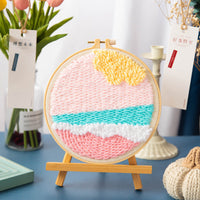 HKM-371603 Modern Minimalist Russian Poke Embroidery DIY Kit for Living Room Decoration - 20 cm Hoop and Canvas