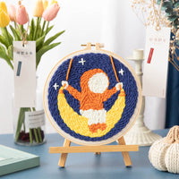 HKM-371603 Modern Minimalist Russian Poke Embroidery DIY Kit for Living Room Decoration - 20 cm Hoop and Canvas