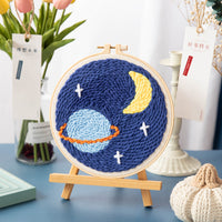 HKM-371603 Modern Minimalist Russian Poke Embroidery DIY Kit for Living Room Decoration - 20 cm Hoop and Canvas