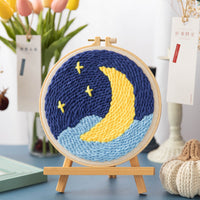 HKM-371603 Modern Minimalist Russian Poke Embroidery DIY Kit for Living Room Decoration - 20 cm Hoop and Canvas