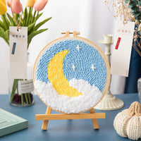 HKM-371603 Modern Minimalist Russian Poke Embroidery DIY Kit for Living Room Decoration - 20 cm Hoop and Canvas