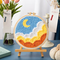 HKM-371603 Modern Minimalist Russian Poke Embroidery DIY Kit for Living Room Decoration - 20 cm Hoop and Canvas
