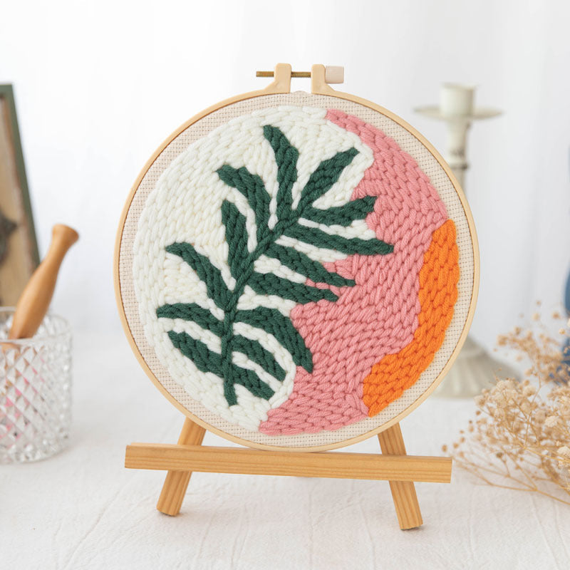 HKM-371603 Modern Minimalist Russian Poke Embroidery DIY Kit for Living Room Decoration - 20 cm Hoop and Canvas