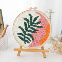 HKM-371603 Modern Minimalist Russian Poke Embroidery DIY Kit for Living Room Decoration - 20 cm Hoop and Canvas