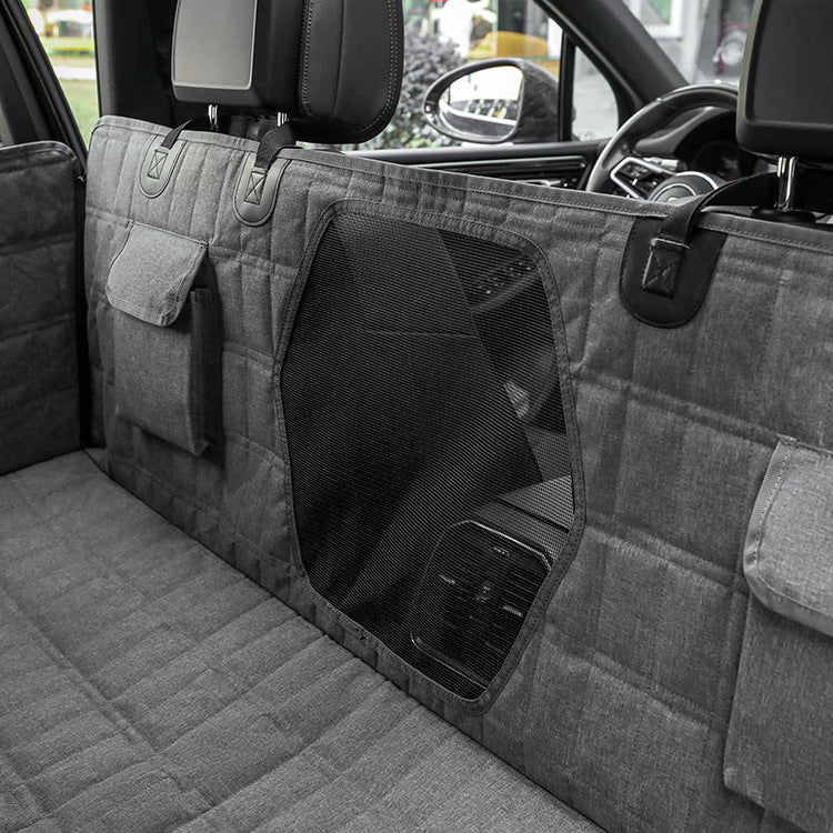 HKM-371859 Water and Dirt Resistant Vehicle-Mounted Pet Mat - Light Gray and Black, 137x147cm