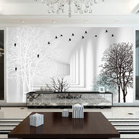 HKM-371923 Elegant Living Room TV Background Wallpaper - Silk & Non-Woven Options, Sound Insulation & Moisture-Proof