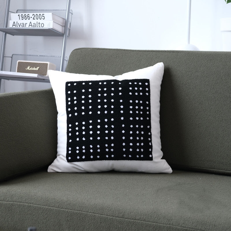HKM-371987 Geometric Black and White Cushion Cover with Various Designs in Cotton and Acrylic 45x45cm & 30x50cm