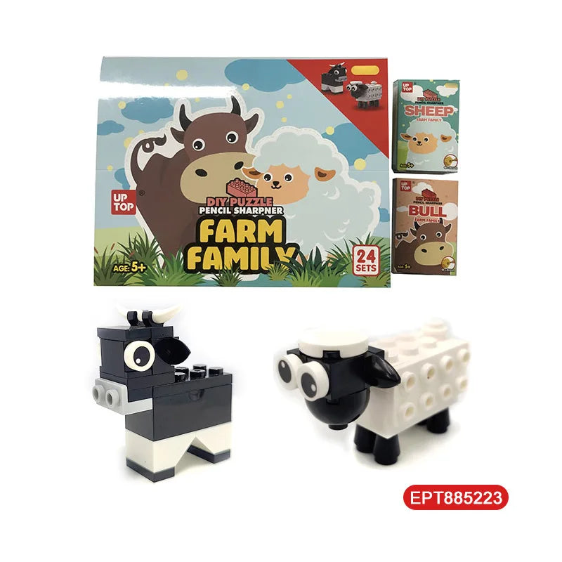 Cute Animal-Themed Educational DIY Building Block Set with Mini Pencil Sharpener for Kids