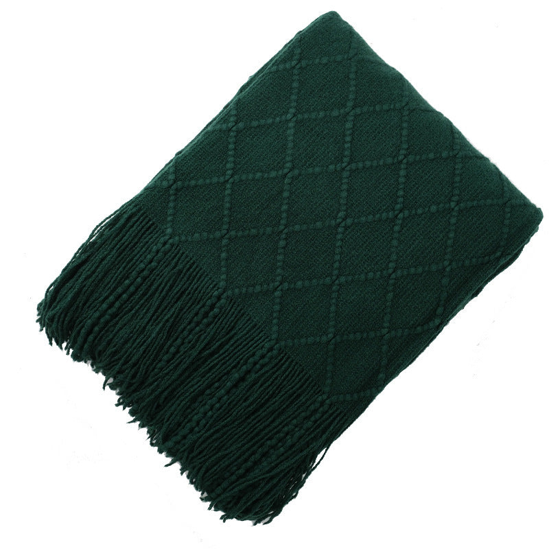 HKM-372435 Acrylic Jacquard Knitted Wool Blanket in Multiple Colors, 127x180CM or 127x230CM