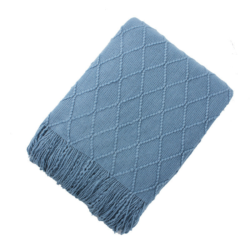 HKM-372435 Acrylic Jacquard Knitted Wool Blanket in Multiple Colors, 127x180CM or 127x230CM
