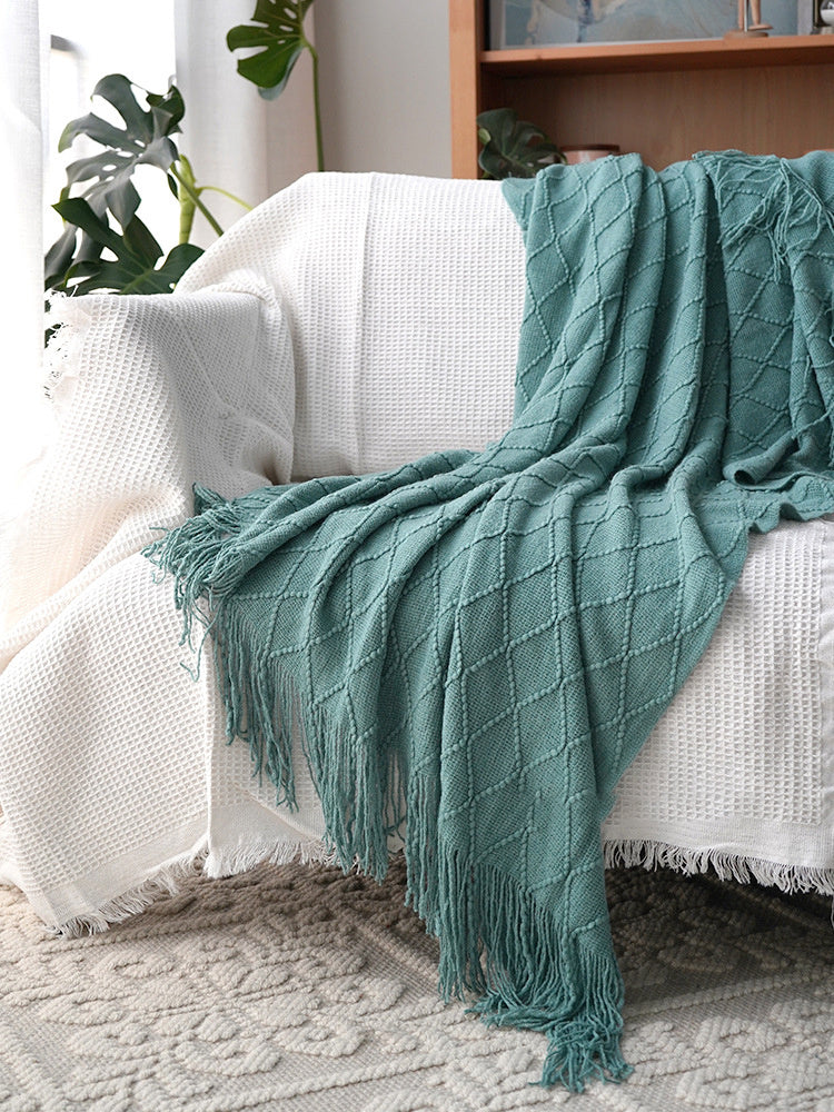 HKM-372435 Acrylic Jacquard Knitted Wool Blanket in Multiple Colors, 127x180CM or 127x230CM