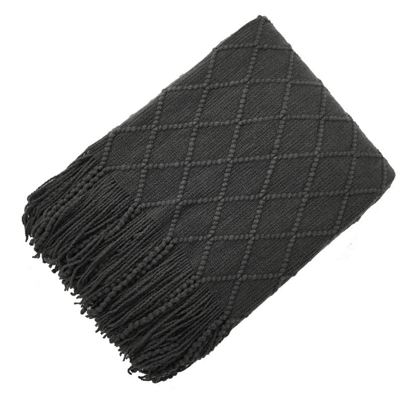 HKM-372435 Acrylic Jacquard Knitted Wool Blanket in Multiple Colors, 127x180CM or 127x230CM