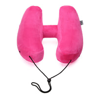 HKM-372435 H-Shaped Inflatable Neck Pillow for Travel - Lightweight, Foldable Design with Soft Velvet Fabric