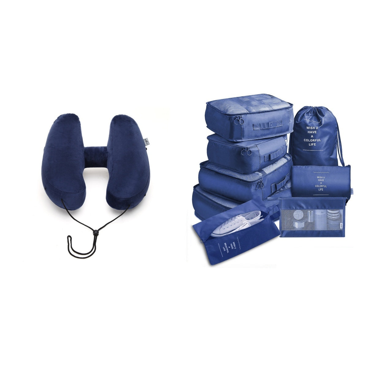 KTX-372435 H-Shaped Inflatable Neck Pillow for Travel - Lightweight, Foldable Design with Soft Velvet Fabric