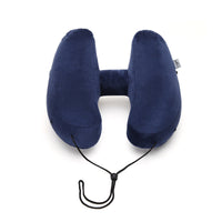 HKM-372435 H-Shaped Inflatable Neck Pillow for Travel - Lightweight, Foldable Design with Soft Velvet Fabric