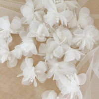 HKM-372435 Handmade Beaded Lace Flower Accessory with Pearl Details for Wedding Dresses