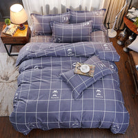 HKM-372563 Three-Piece Cotton Bedding Set with Geometric Pattern - Includes Bed Sheet, Duvet Cover, and Pillowcases