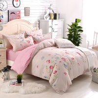 HKM-372563 Three-Piece Cotton Bedding Set with Geometric Pattern - Includes Bed Sheet, Duvet Cover, and Pillowcases