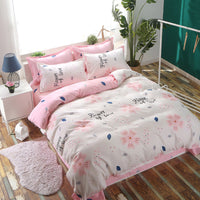 HKM-372563 Three-Piece Cotton Bedding Set with Geometric Pattern - Includes Bed Sheet, Duvet Cover, and Pillowcases