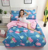 HKM-372563 Three-Piece Cotton Bedding Set with Geometric Pattern - Includes Bed Sheet, Duvet Cover, and Pillowcases