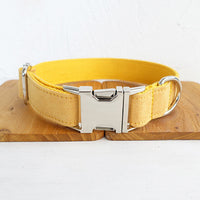 HKM-372627 MUTTCO Yellow Velvet Adjustable Dog Collar in Various Sizes