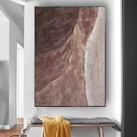 HKM-372691 Abstract Brown Texture Handmade Oil Painting Canvas Wall Art for Living Room Décor - Frameless Unstretched Design
