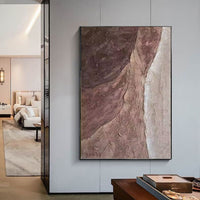 HKM-372691 Abstract Brown Texture Handmade Oil Painting Canvas Wall Art for Living Room Décor - Frameless Unstretched Design
