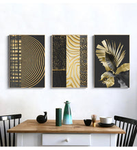 HKM-372755 Abstract Golden Canvas Art - Modern Luxury Decorative Painting on Oil Canvas, Frameless Rectangle Design