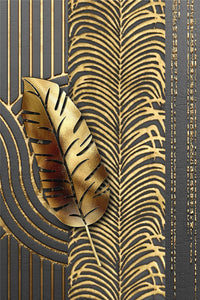 HKM-372755 Abstract Golden Canvas Art - Modern Luxury Decorative Painting on Oil Canvas, Frameless Rectangle Design
