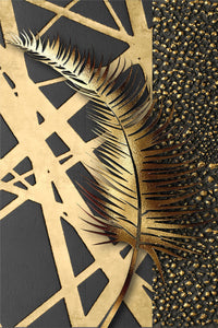 HKM-372755 Abstract Golden Canvas Art - Modern Luxury Decorative Painting on Oil Canvas, Frameless Rectangle Design
