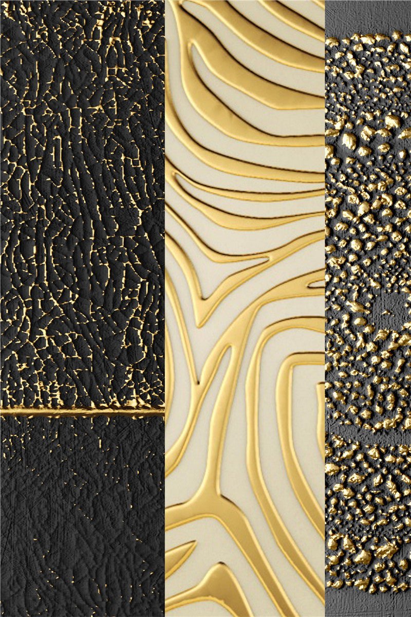 HKM-372755 Abstract Golden Canvas Art - Modern Luxury Decorative Painting on Oil Canvas, Frameless Rectangle Design