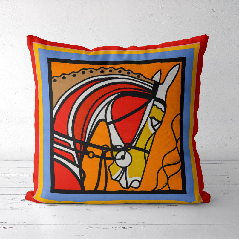 HKM-372755 Light Luxury Horse Portrait Cushion Cover - Geometric Abstract Design with Plush Filling