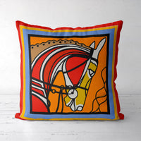 HKM-372755 Light Luxury Horse Portrait Cushion Cover - Geometric Abstract Design with Plush Filling