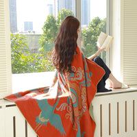 HKM-372755 Retro Orange and Black Acrylic Blanket for All Seasons