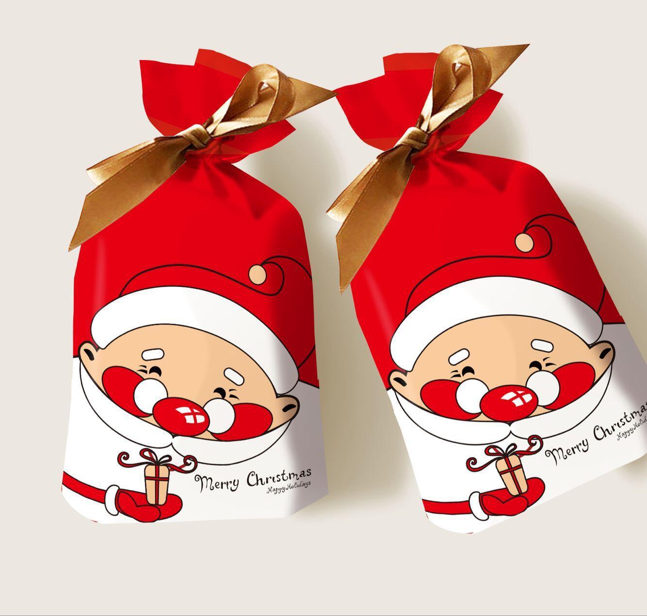 HKM-372883 Christmas Series Drawstring Bags for Snack Food Packaging - 50 Pack, 23.5cm x 15cm x 6cm