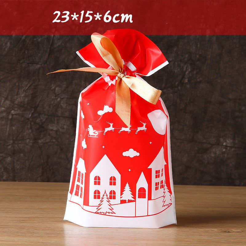 HKM-372883 Christmas Series Drawstring Bags for Snack Food Packaging - 50 Pack, 23.5cm x 15cm x 6cm