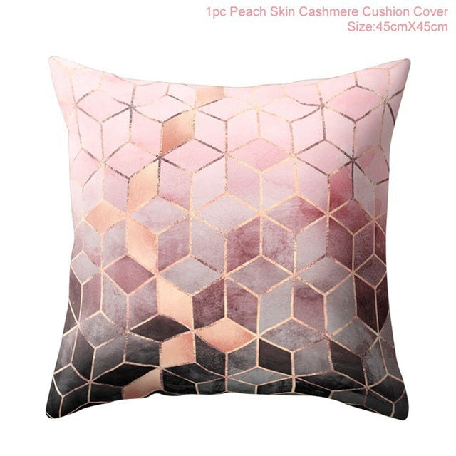 HKM-372883 Geometric Abstract Plush Pillow Cover - Modern Simplicity 45x45cm