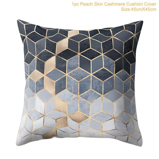 HKM-372883 Geometric Abstract Plush Pillow Cover - Modern Simplicity 45x45cm
