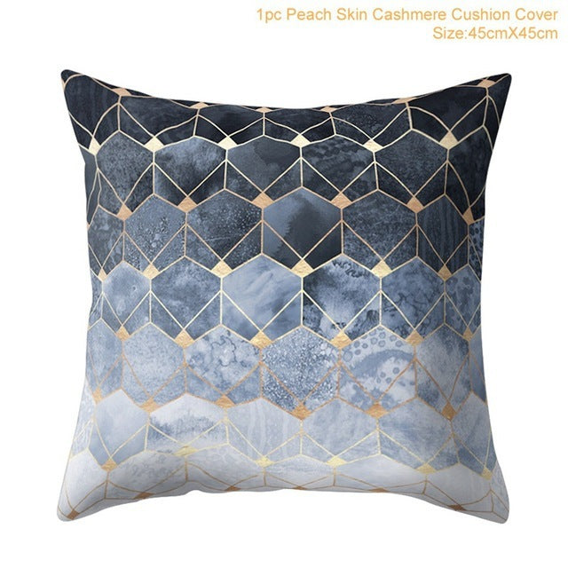 HKM-372883 Geometric Abstract Plush Pillow Cover - Modern Simplicity 45x45cm